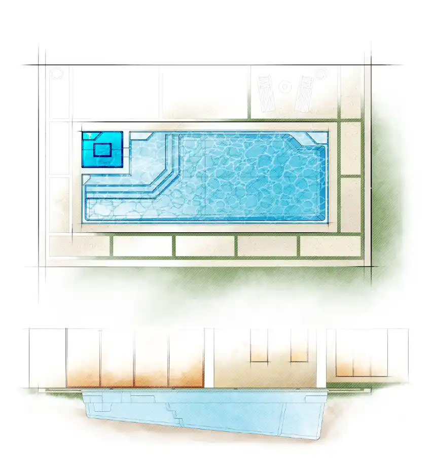 The Luxe pool model by Aviva: Architectural drawing and key features