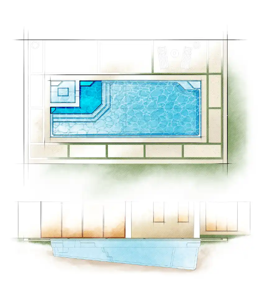 The Luxe pool model by Aviva: Architectural drawing and key features