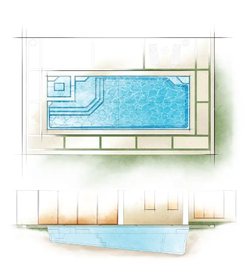 The Luxe pool model by Aviva: Architectural drawing and key features