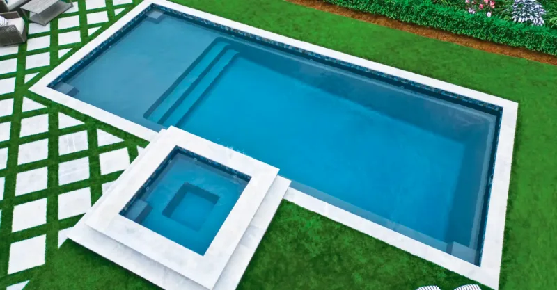 The Apex fiberglass pool design by Aviva Pools