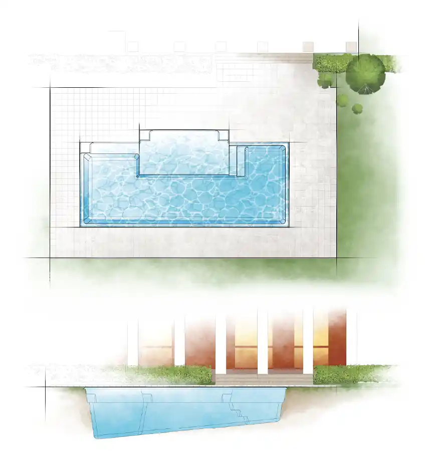 The Dynasty pool model by Aviva: Architectural drawing and key features
