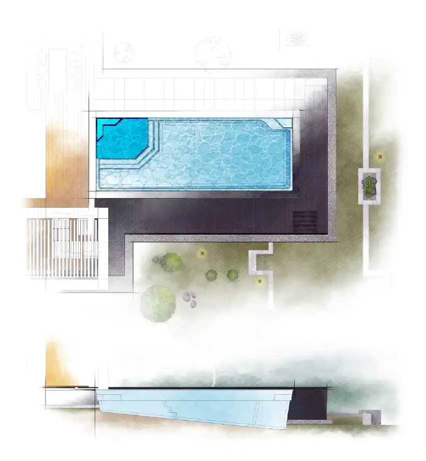 The Vogue pool model by Aviva: Architectural drawing and key features
