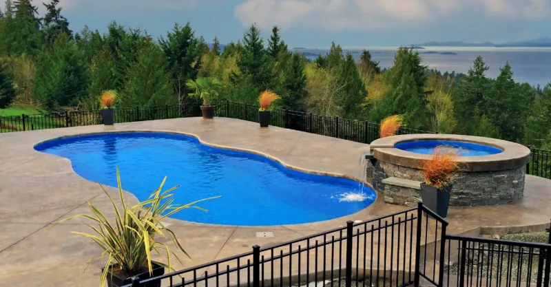 The Opus Backyard Fiberglass Pool Design