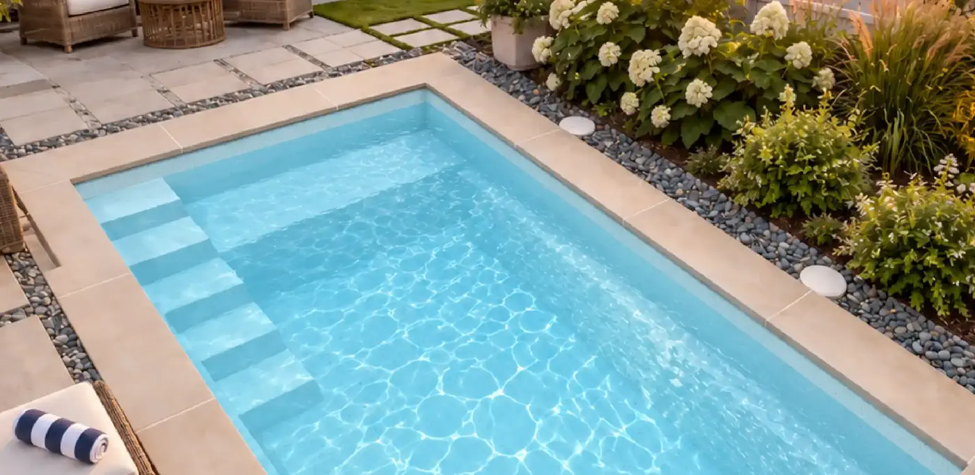 Aurora swimming pool Submerged bench area